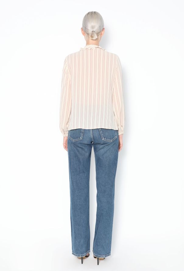 Saint Laurent Vintage Striped Lavallière Blouse - 5