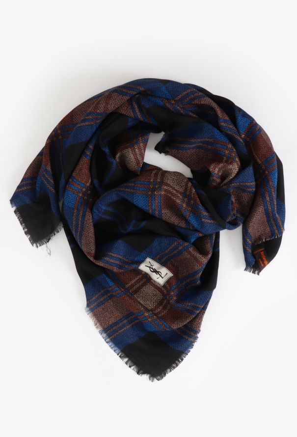 Saint Laurent '70s Fringed Plaid Scarf - 1