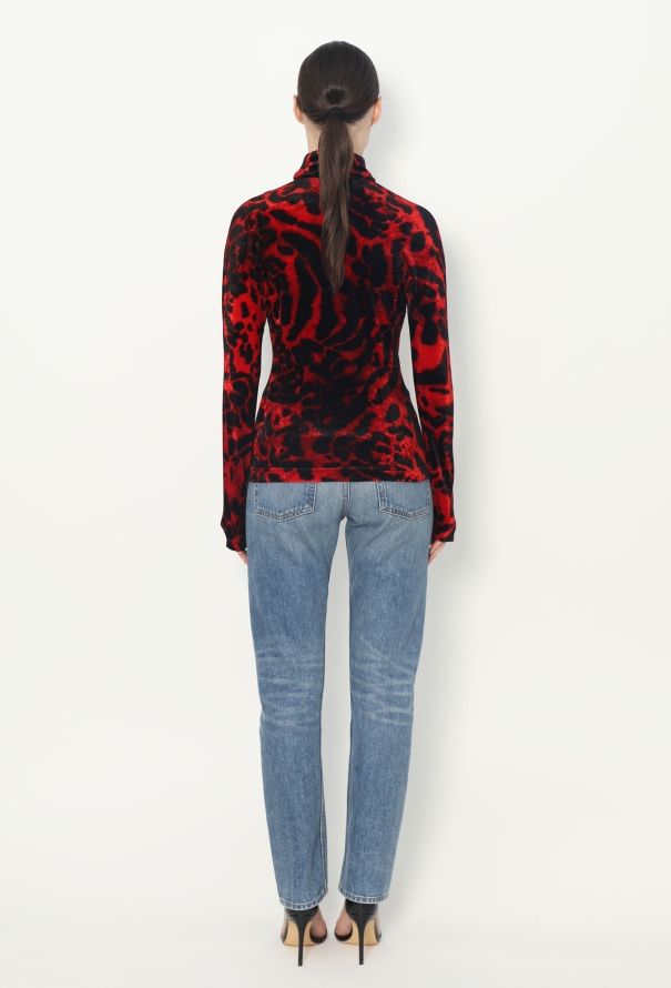 Gianni Versace '90s Velvet Leopard Print Top - 3