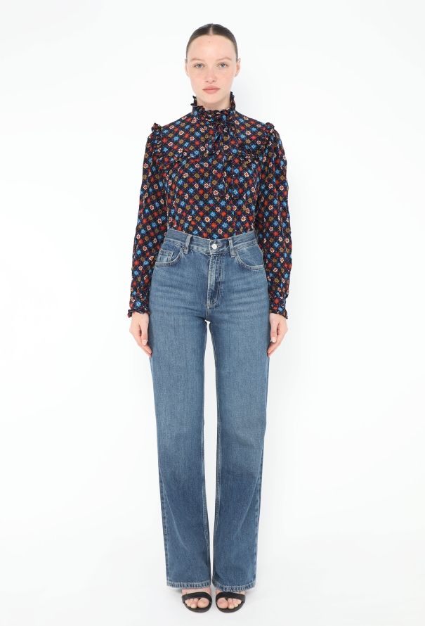 Saint Laurent 1976 Ruffled Floral Lavallière Blouse - 3