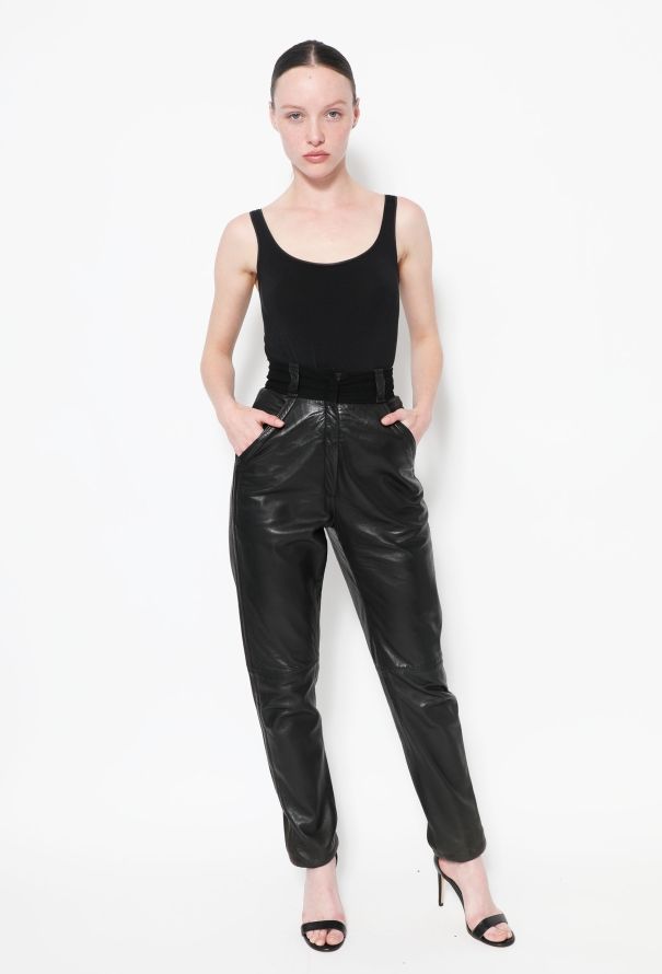 Gianni Versace '80s High-Wasted Leather Pants - 3