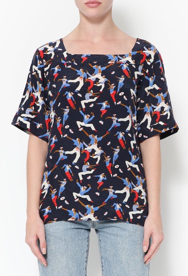 Saint Laurent S/S 1992 Graphic Silk Blouse - 1