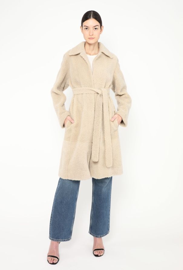 Céline Teddy Shearling Belted Coat - 1