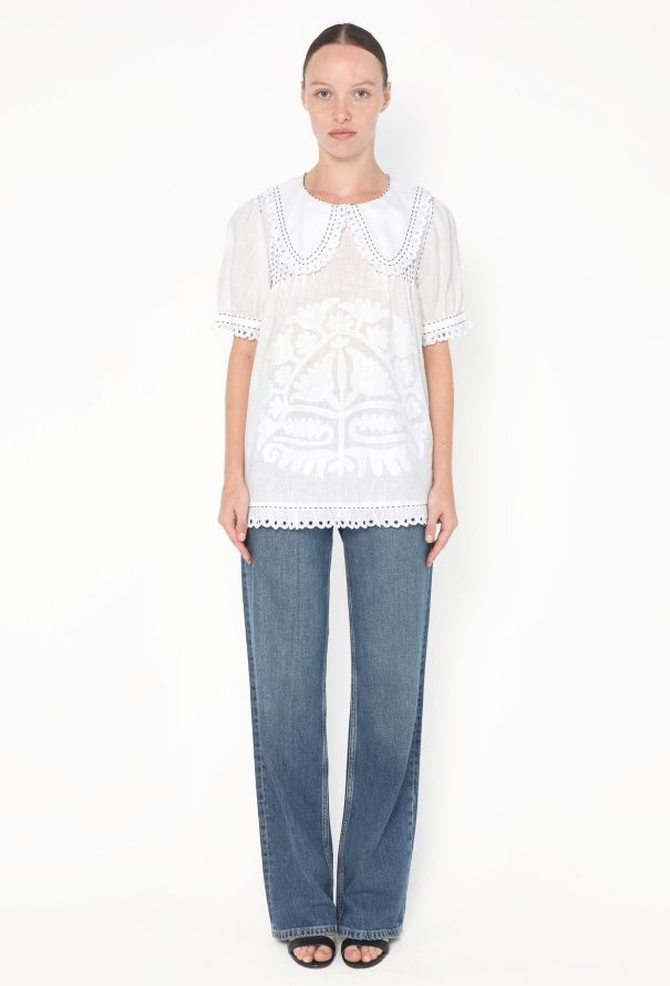 Vita Kin Embroidered Linen Eyelet Top - 2