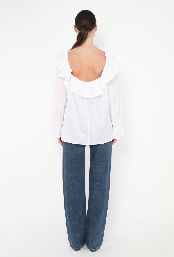 Céline S/S 2020 Ruffled Linen Blouse - 5