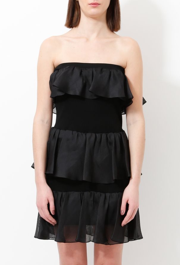 Saint Laurent 70s Ruffled Bustier Dress - 4