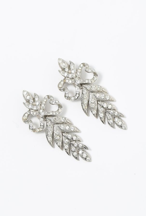 Saint Laurent Vintage Strass Pendant Clip Earrings - 2