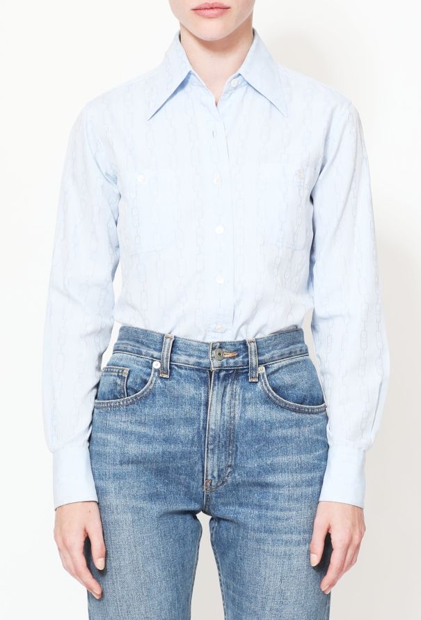Céline ‘70s Chainlink Triomphe Cotton Shirt - 2