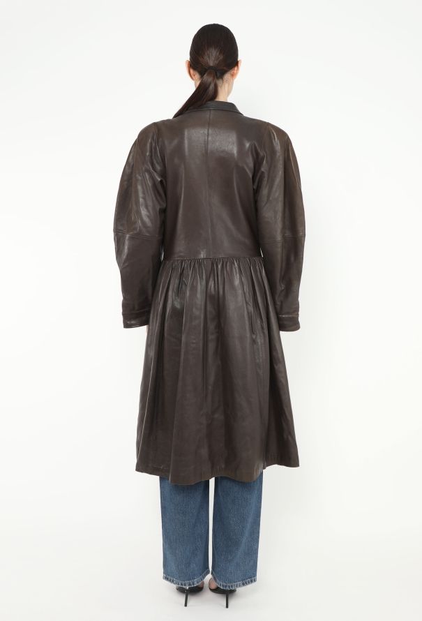 Saint Laurent ULTRA RARE F/W 1983 Flared Leather Coat - 7