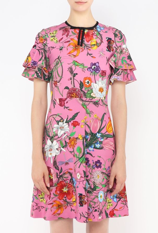 Gucci Floral Print Bowtie Dress - 2