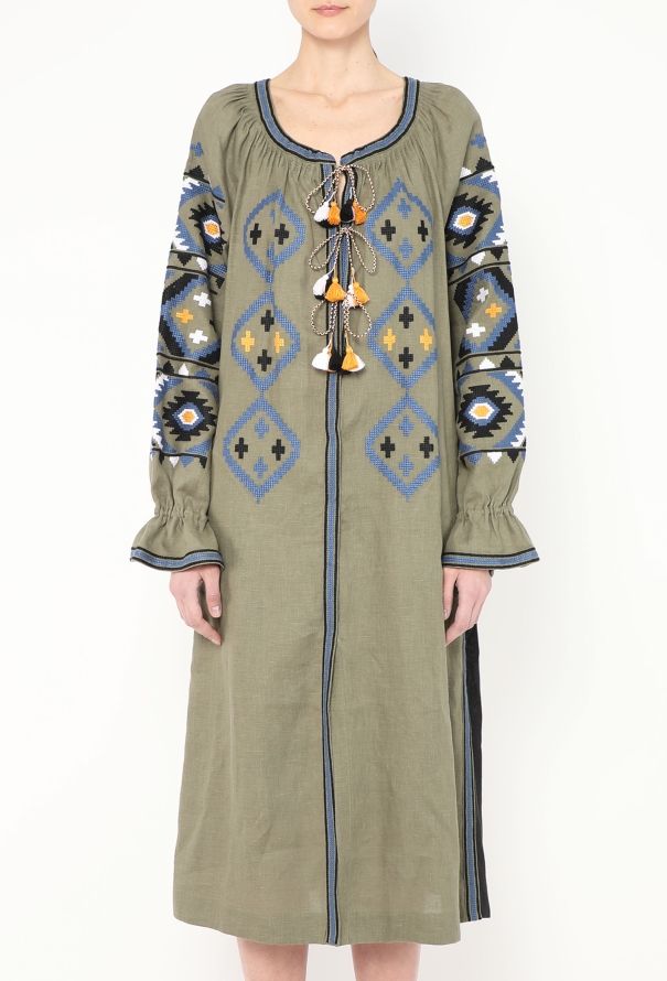 Vita Kin Embroidered Belted Linen Tassel Tunic - 2