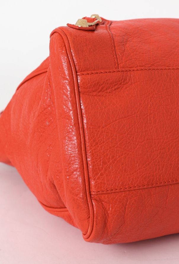 Balenciaga Orange Lambskin Velo Bag - 8
