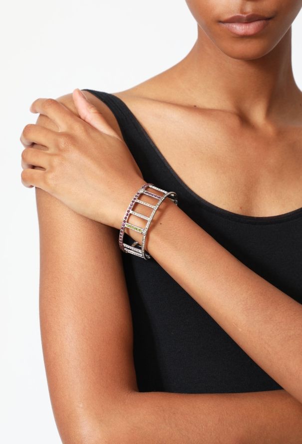 Chanel 1998 Metallic Embellished 'CC' Cuff - 2