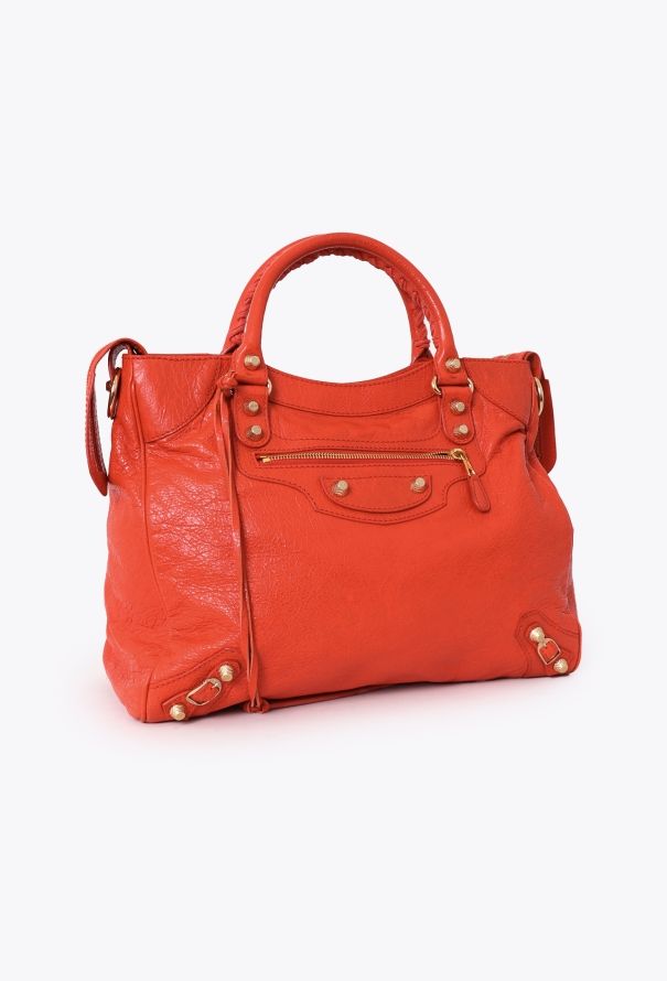 Balenciaga Orange Lambskin Velo Bag - 3