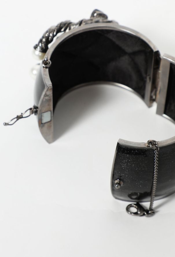 Chanel Iridescent 'CC' Pearl Embellished Cuff - 5