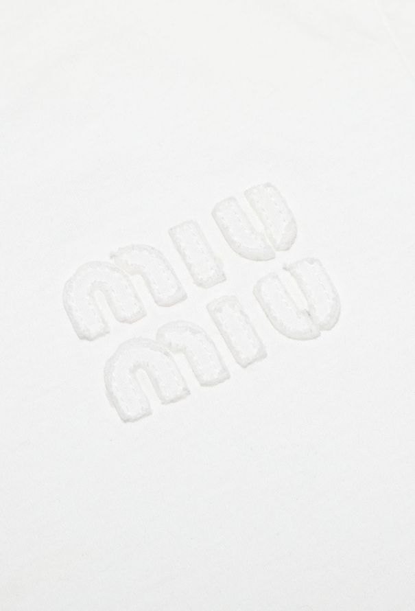 Miu Miu 2023 Cropped Emblem T-Shirt - 6