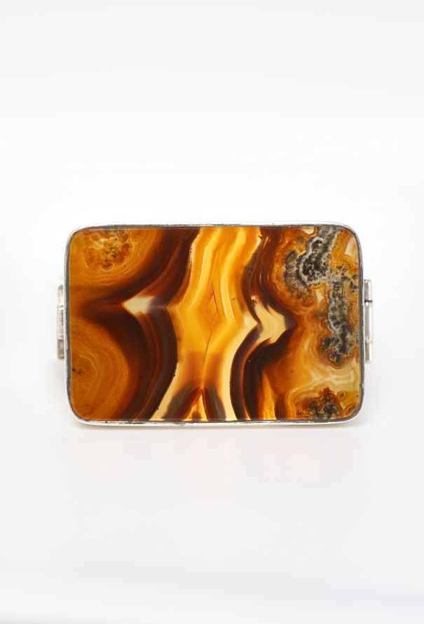 Vintage Fine Jewelry Lacroix Silver & Agate Bracelet - 5