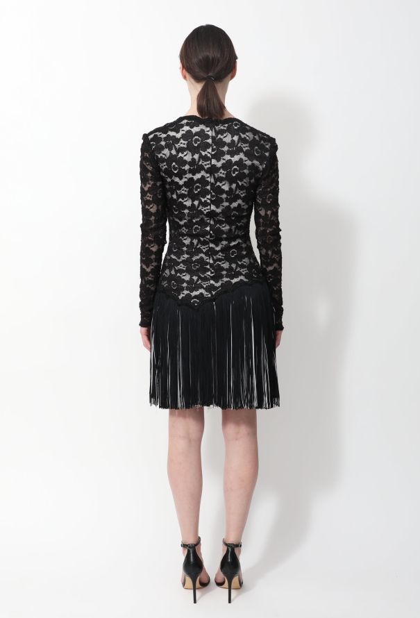 Embroidered Lace Evening Dress - 5