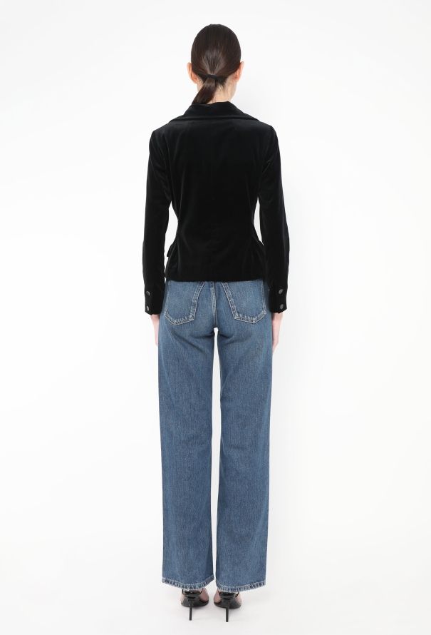 Chanel F/W 2005 Notched Velvet 'CC' Blazer - 5