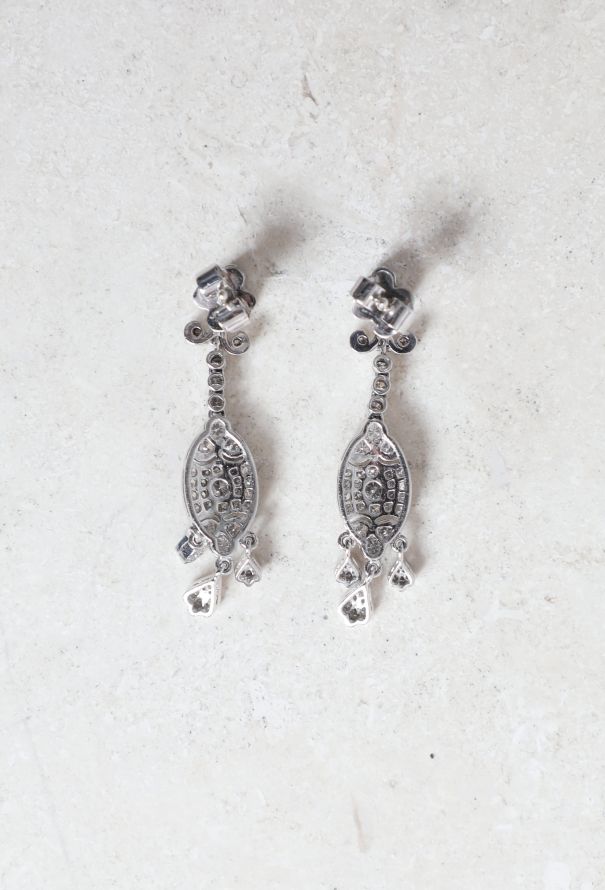 Vintage Fine Jewelry 18k White Gold and Diamond Earrings - 4