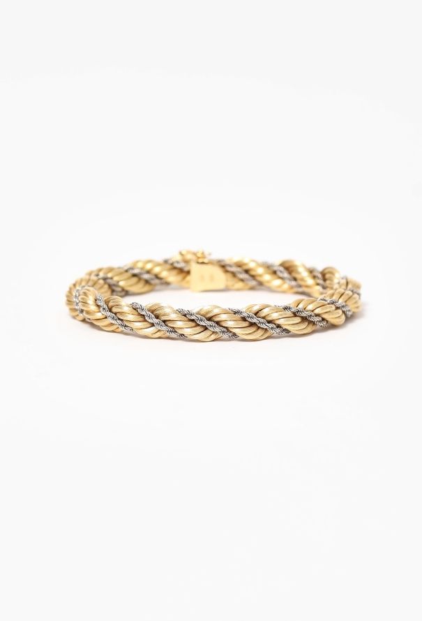 Vintage Fine Jewelry 1940s 18k Gold Interwoven Cord Bracelet - 1