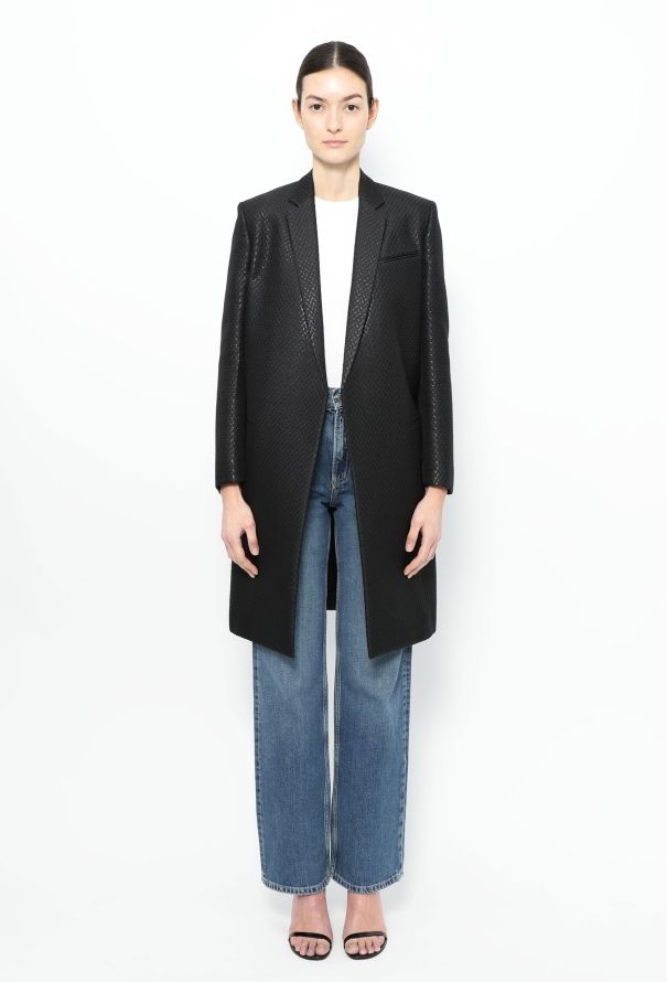 Céline Notched Brocade Crombie Coat - 2