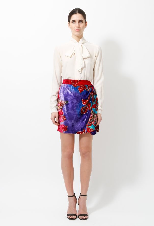 Gianni Versace 80s Gianni Velvet Wrap Skirt - 1