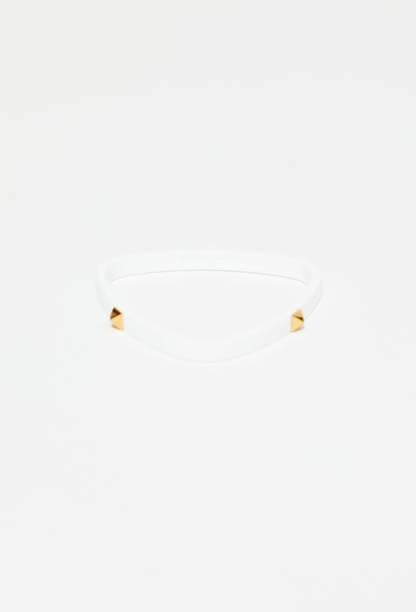 Hermès Studded Triangle Enamel White Bracelet - 3