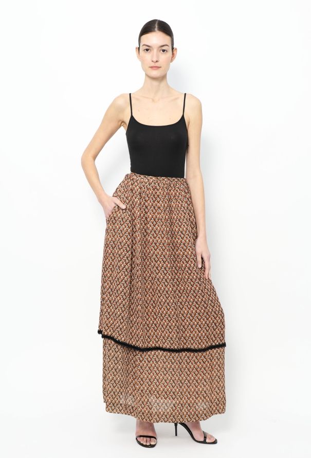 Exquisite Vintage Oscar Rom '70s Printed Maxi Skirt - 3