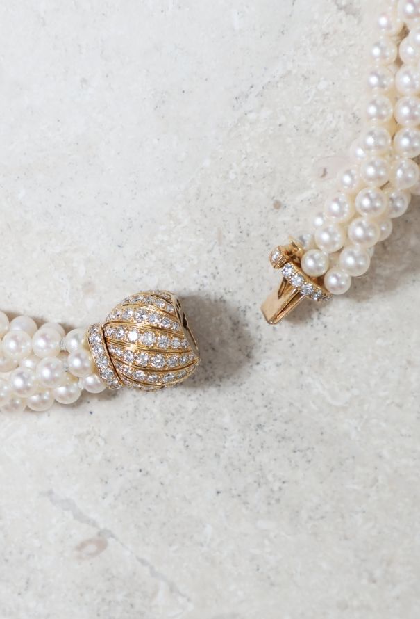 Vintage Fine Jewelry Mathon 18K Gold, Cultured Pearl and Diamond Necklace - 5