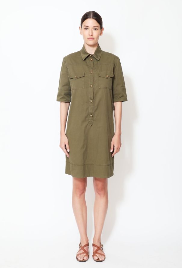 Valentino Khaki Belted Utility Dress - 3