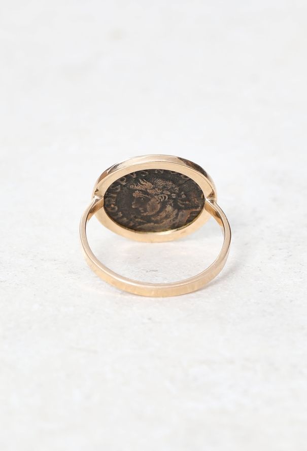 Vintage & Antique 18k Rose Gold Roman Nummus Coin Ring - 4