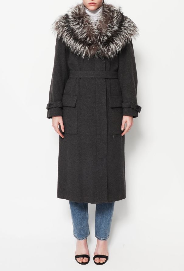 Saint Laurent 90s Belted Silver Fox Coat - 3