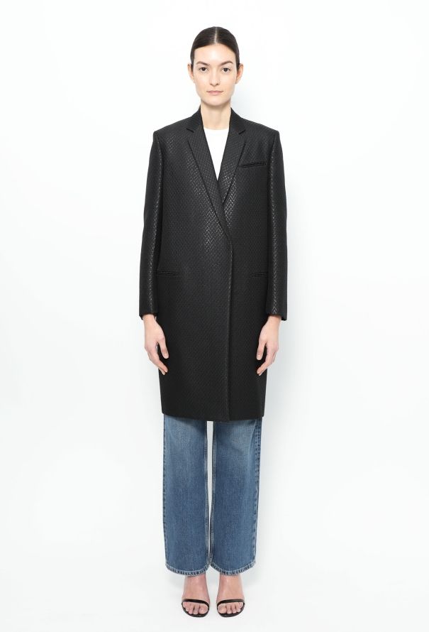 Céline Notched Brocade Crombie Coat - 3