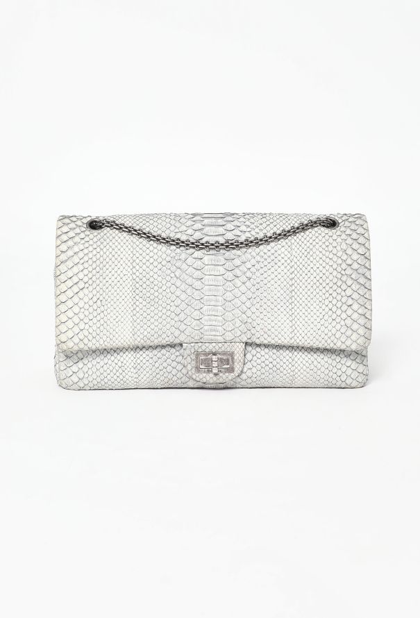 Chanel Grey Python 2.55 Maxi Flap Bag - 1