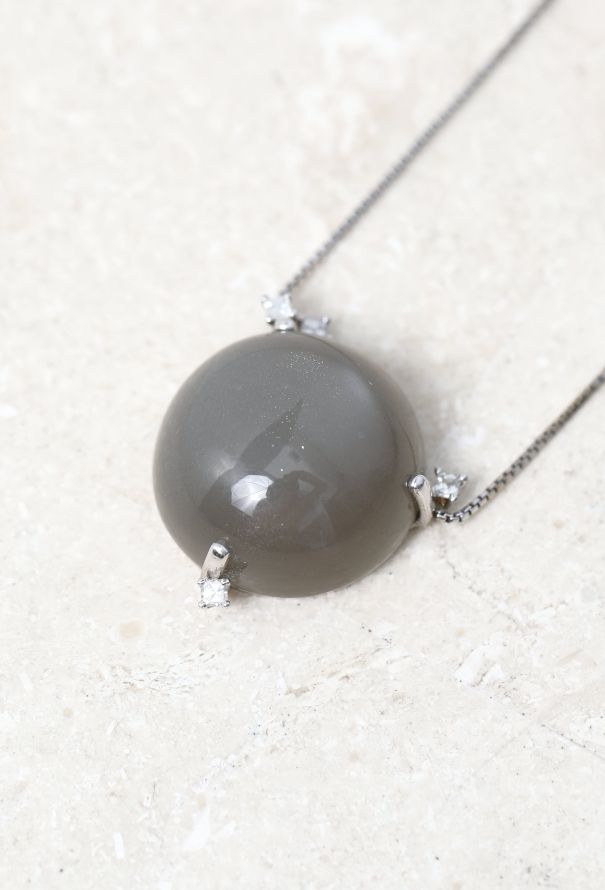 Vintage & Antique 18k White Gold, Moonstone & Diamond Necklace - 5