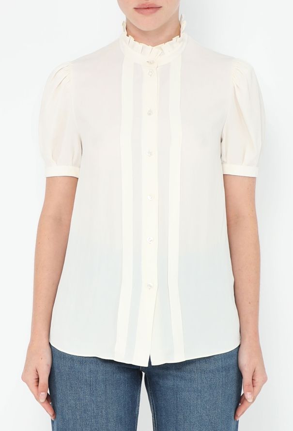 Céline 2020 Silk Ruffled Trim Blouse - 1