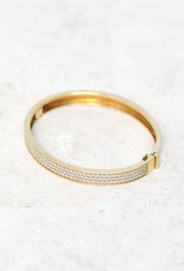 Vintage Fine Jewelry 18k Yellow Gold & Diamond Bangle - 3