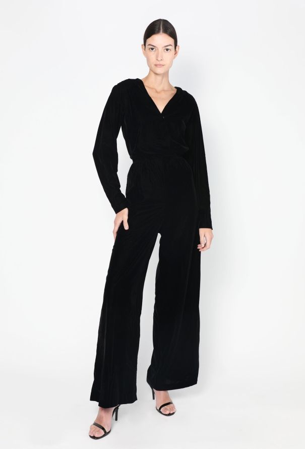 Velvet Wrap Jumpsuit - 2