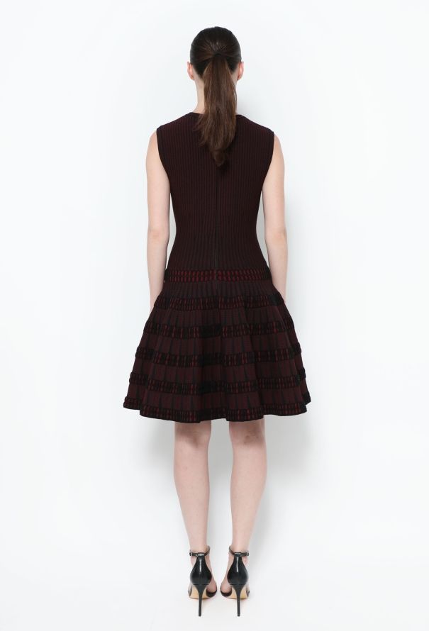 Alaïa Textured Skater Dress Burgundy red - 3