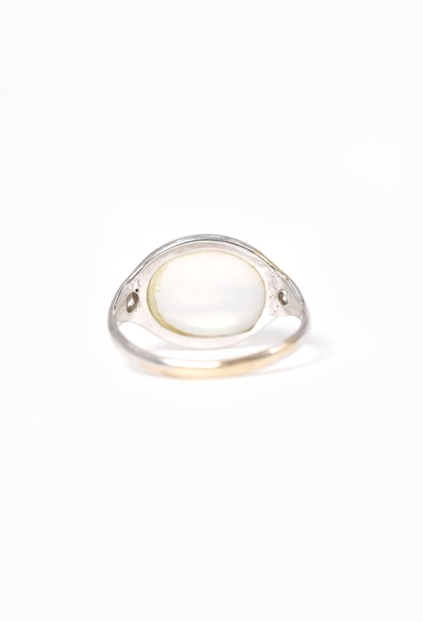 Vintage Fine Jewelry 18k White Gold, Moonstone and Diamond Ring - 5