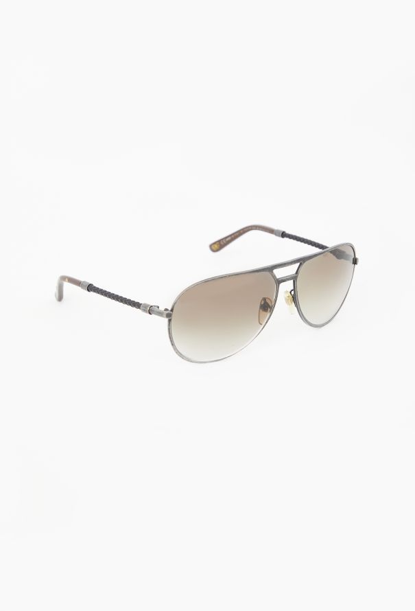 Bottega Veneta Intrecciato Aviator Sunglasses - 2