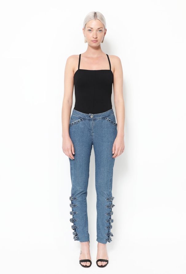 Dior 2003 Buckled Eyelet Jeans - 1