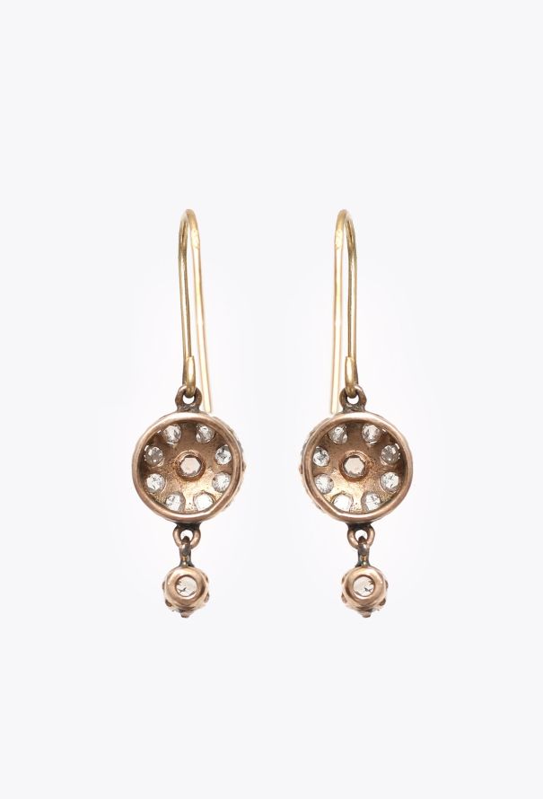 Modern Fine Jewelry 18K Gold & Rose-Cut Diamond Pendant Earrings - 5