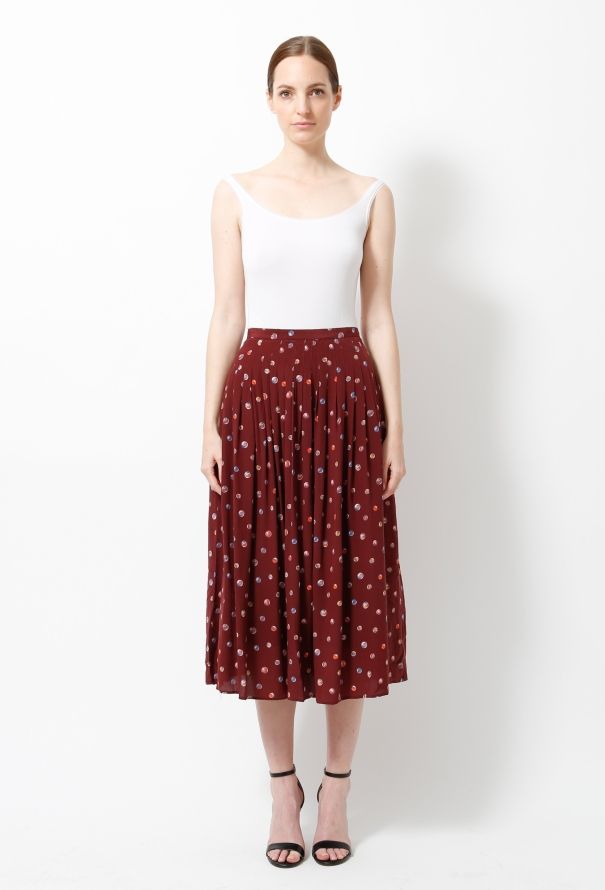 Céline Vintage Print Pleated Skirt - 5