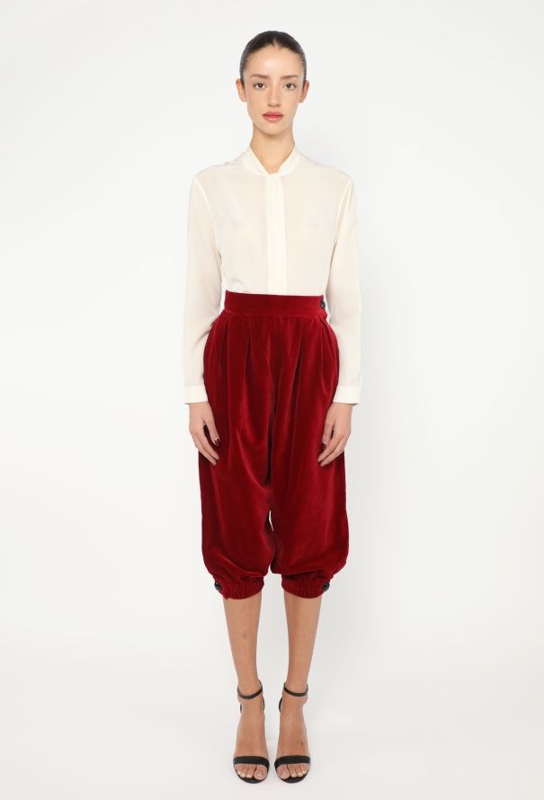 Saint Laurent F/W 1991 Pleated Velvet Culottes - 4