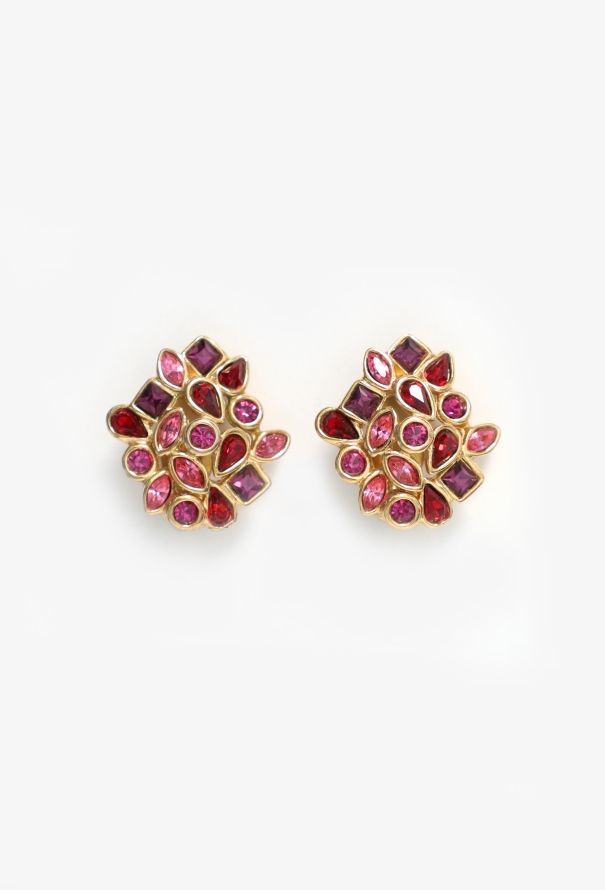 Saint Laurent '90s Strass Embellished Clip Earrings - 1