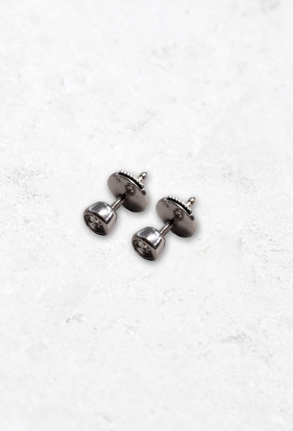 Vintage Fine Jewelry 18k White Gold & Round Diamond Studs - 4