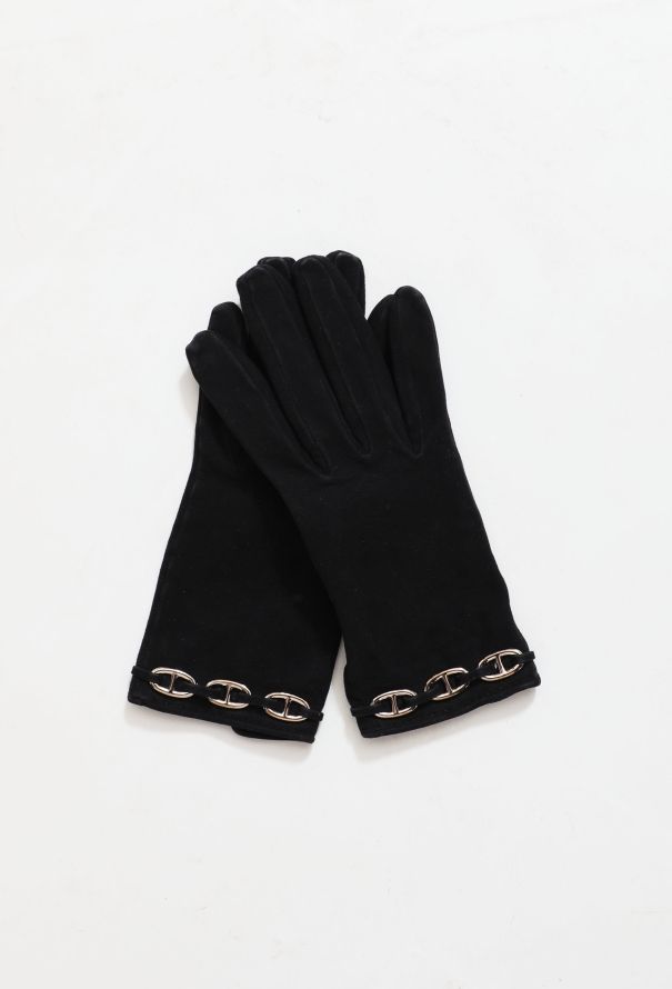 Hermès Suede 'Chaîne d'Ancre' Gloves - 1