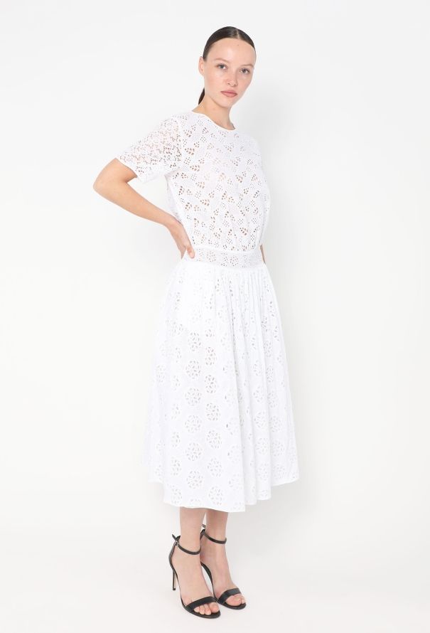 Valentino Floral Cotton Eyelet Dress - 2